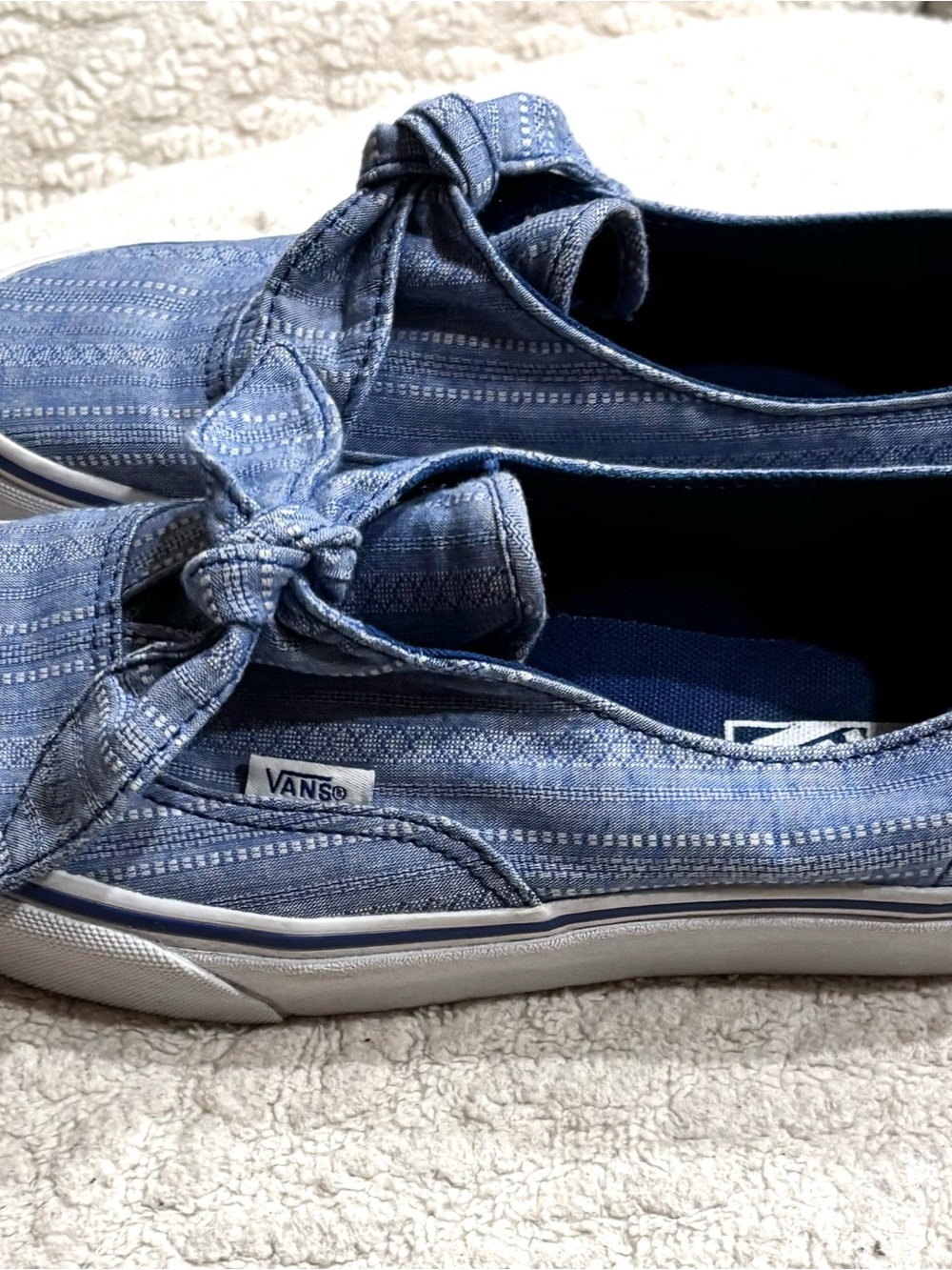 Vans Women’s Denim Blue Slip-On Bow Flats